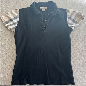 Burberry Kids Polo with Plaid Sleeves